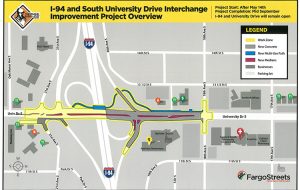 Map of Construction on University Drive