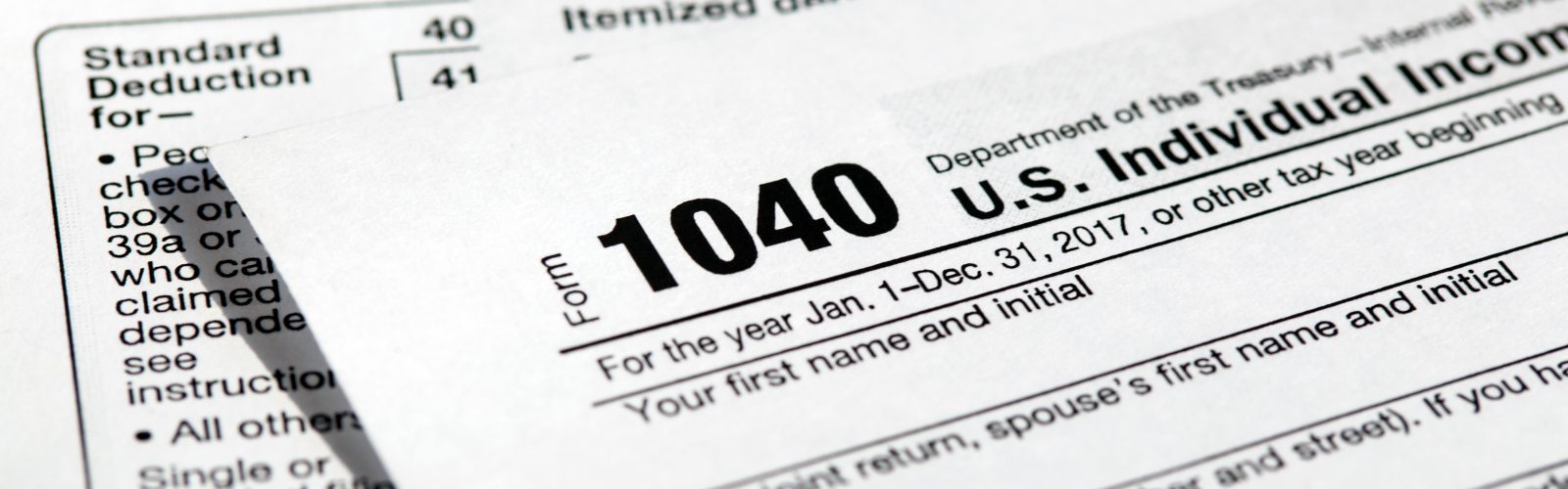 USA tax form 1040 for US individual tax return. Close-up
