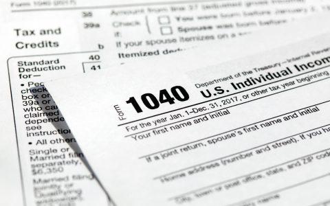 USA tax form 1040 for US individual tax return. Close-up