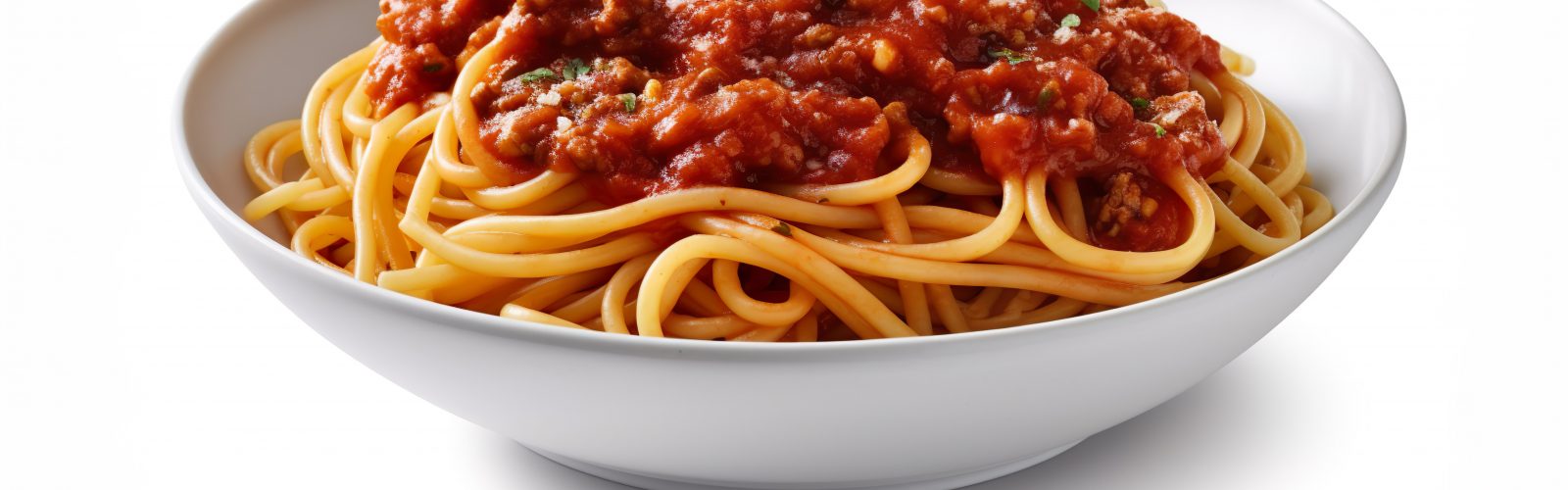 Ein Teller spaghetti, Nudeln, Bolognese, isoliert, freigestellt, generative AI